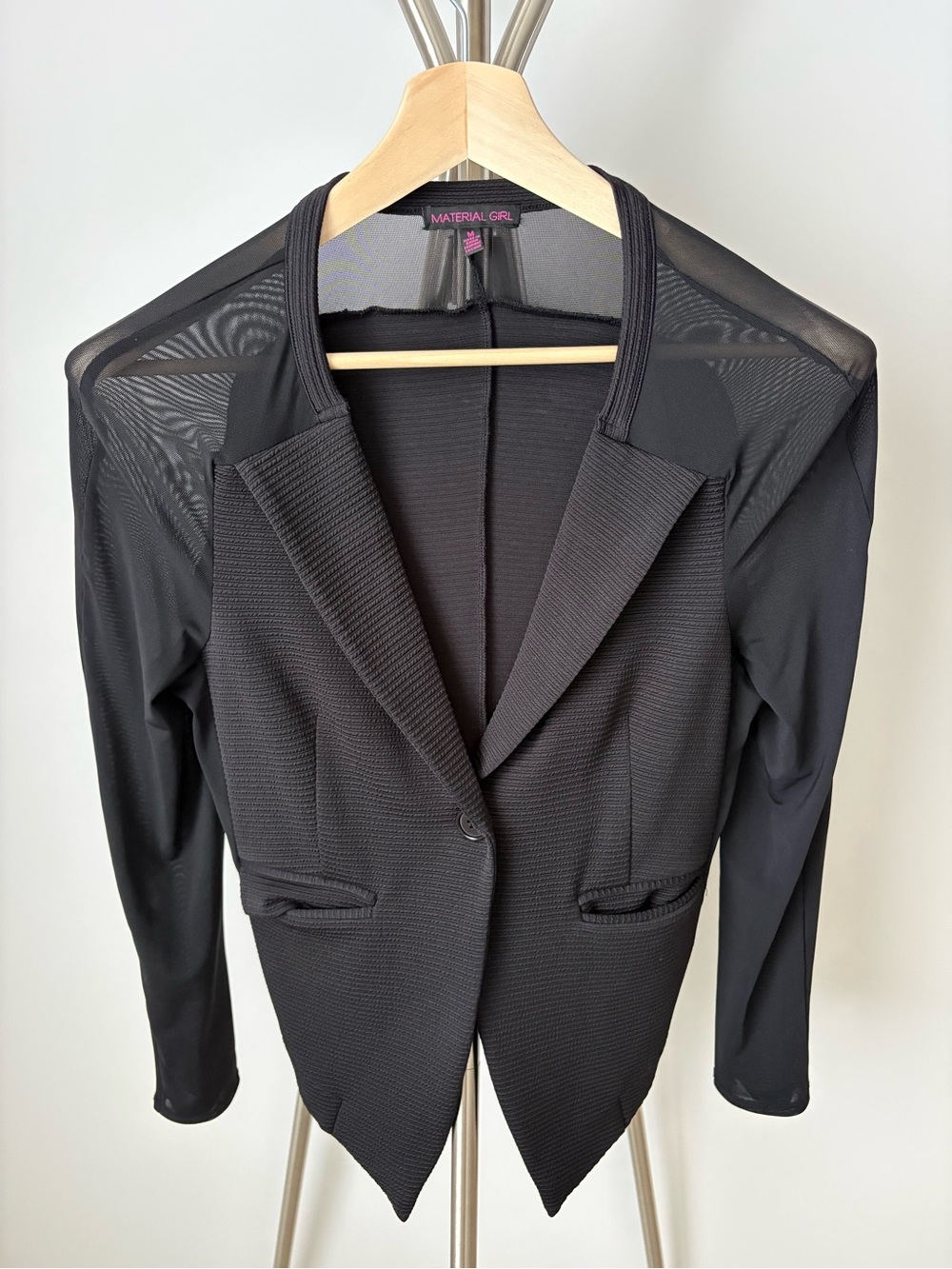 Material Girl Black Mesh-Panel Blazer